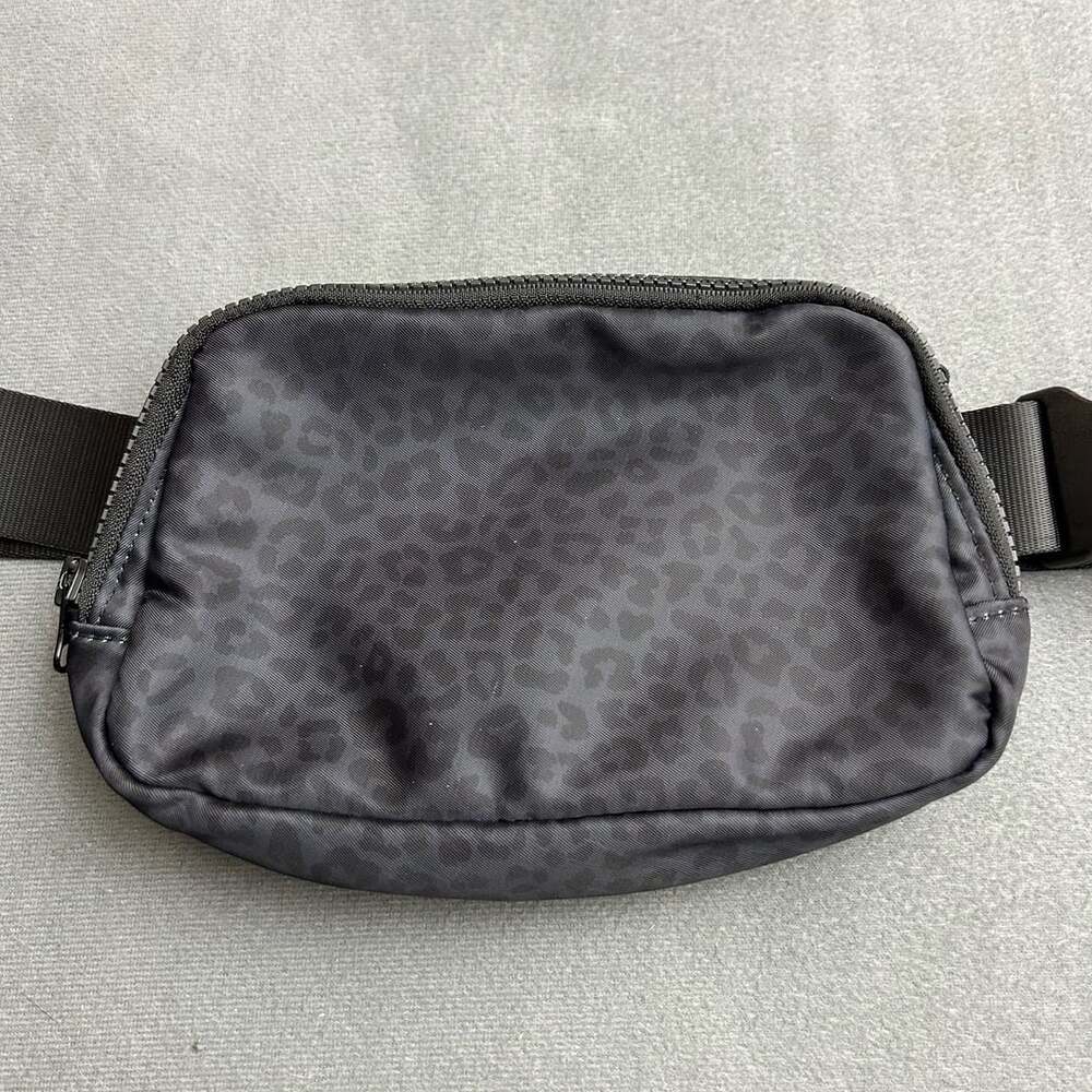 Pink Lily Black Leopard Print Nylon Belt Bag Fanny Pack Crossbody X64